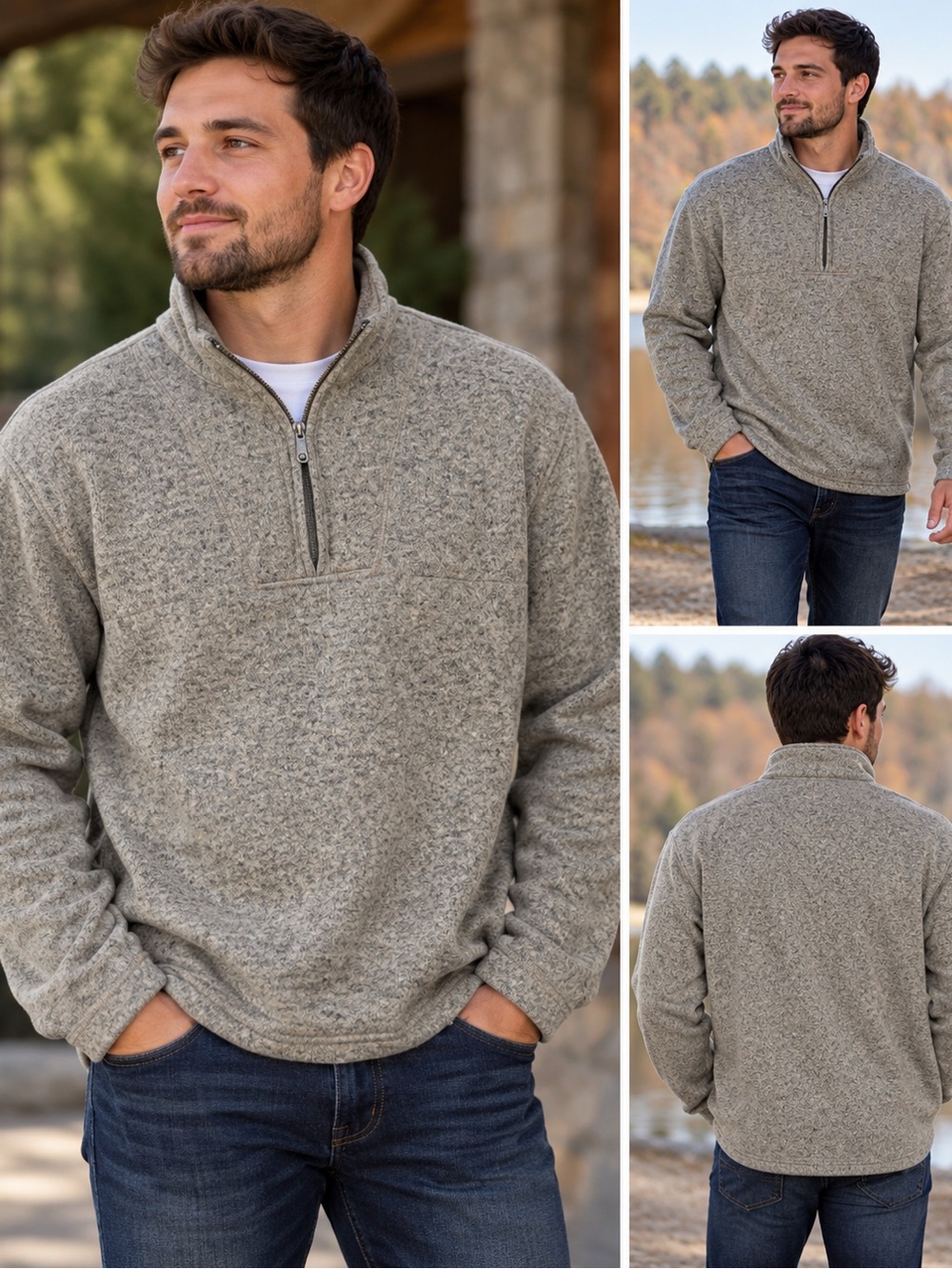 Eddie Bauer Men's Heathered Quarter-Zip Pullover
